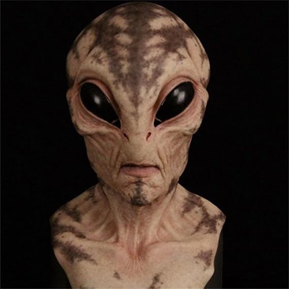Alien Halloween Mask with Oversized Black Eyes