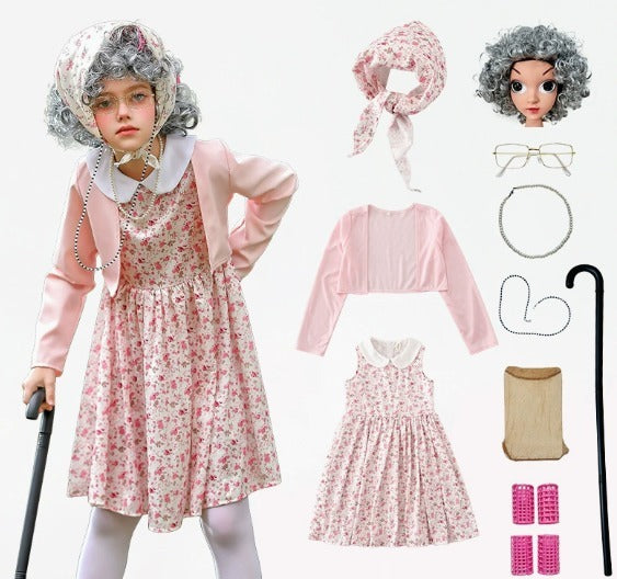 Old Lady Cosplay Halloween Costume for Kids