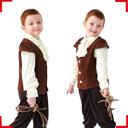 Boys Medieval Renaissance Costume Pirate Shirts Vest Knight Outfit Victorian Squire Halloween Cosplay