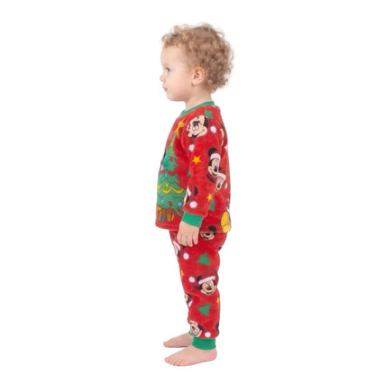 Disney Mickey Mouse Unisex 2-Piece Fleece Pajama Set, Long Sleeve "Dear Santa" Mickey and Christmas Tree