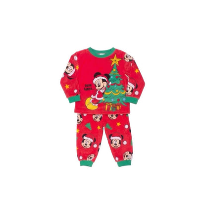 Disney Mickey Mouse Unisex 2-Piece Fleece Pajama Set, Long Sleeve "Dear Santa" Mickey and Christmas Tree