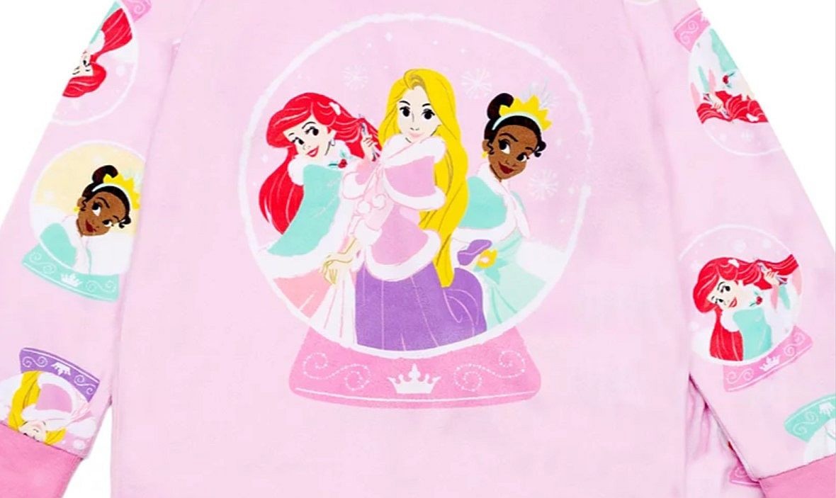Disney Princess Toddler Girl’s Holiday Snowglobe Soft Velour Pink Pajama Set