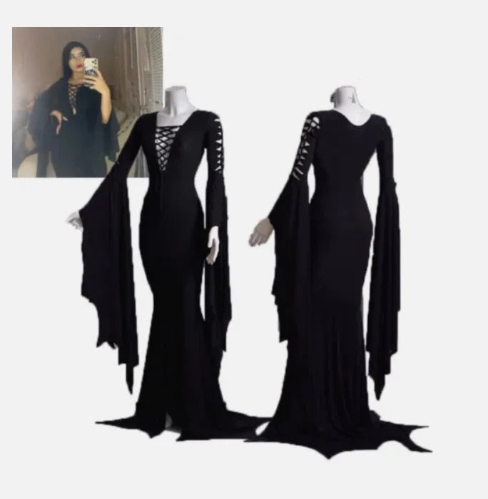 Morticia Addams Halloween Cosplay Gothic Costume