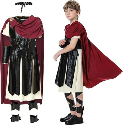 Kids boys Roman Soldier Costume,Deluxe Warrior Costume Boys Girls,Renaissance Knight Set Kid,Gladiator Outfit Kid