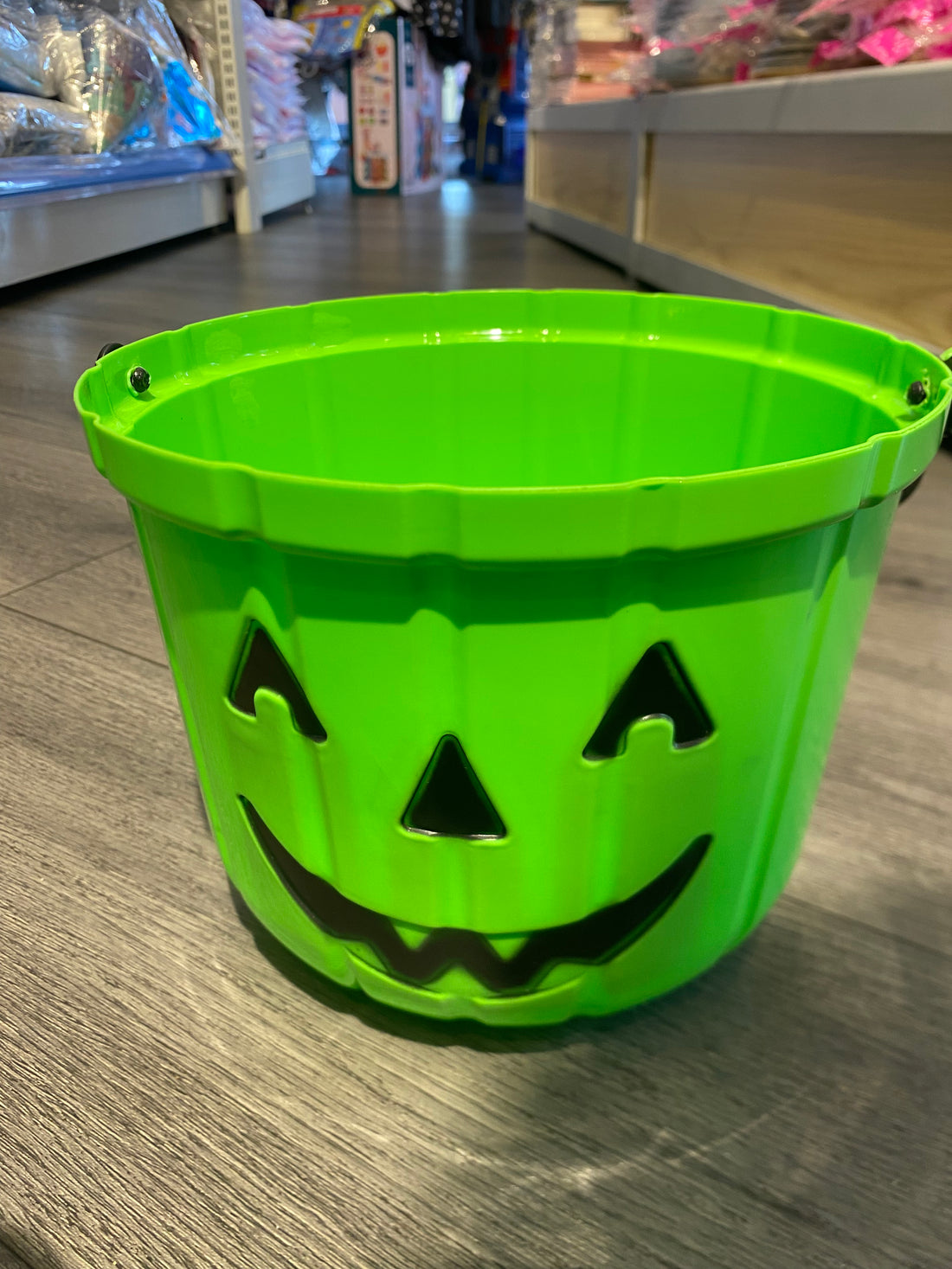 Green Halloween  Pumpkin bucket Trick or Treat