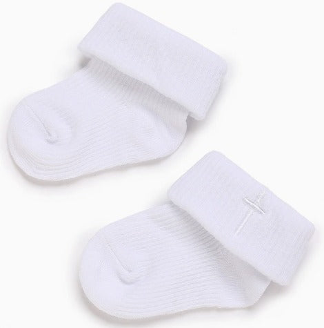 Baby white socks with cross