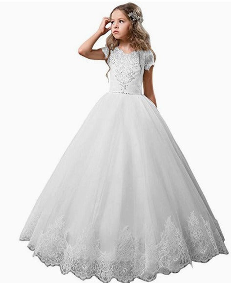 Wedding Flower Girls Lace Ball Gown/First Communion Dress
