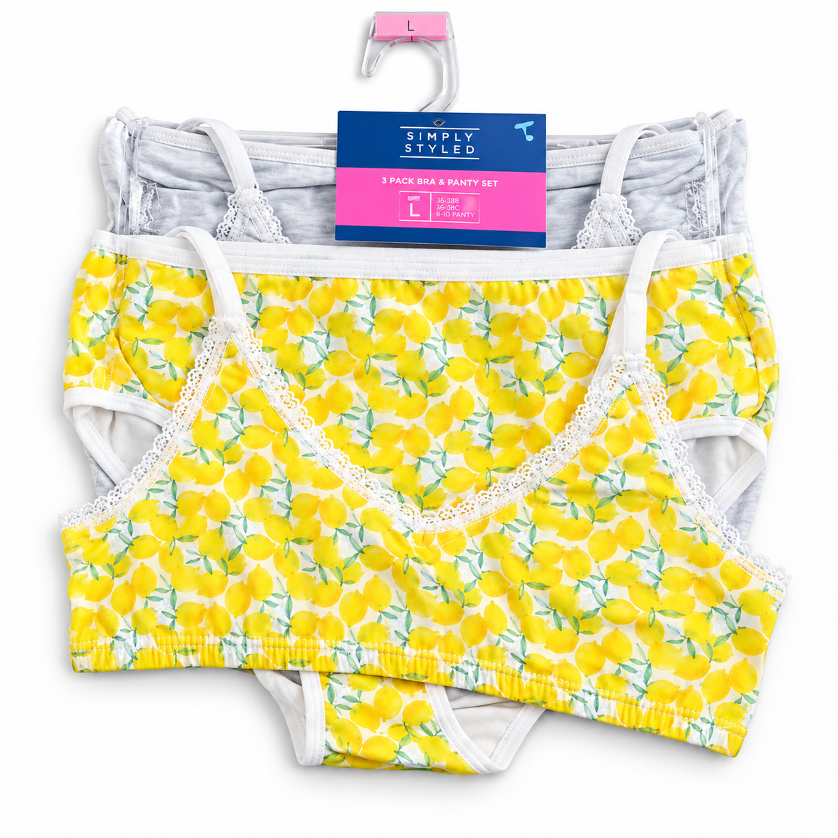 SEARS Simply Styled Grey - Yellow Training Bra &amp; Panty 4pc set