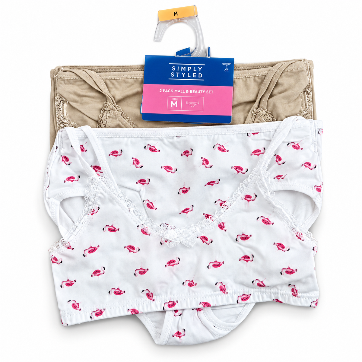 SEARS Simply Styled Brown - White Flamingo Training Bra &amp; Panty 4pc set