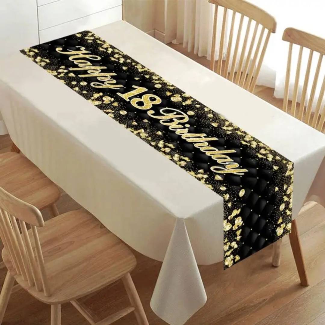 18th birthday Black and gold table runner