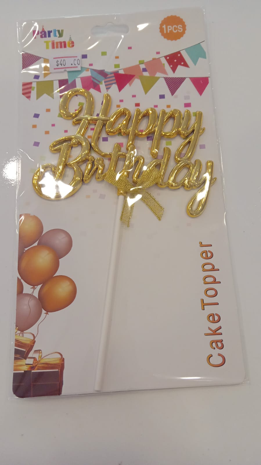 Happy Birthday Gold Cake Topper - Preppy Kids (Grand Bazaar)