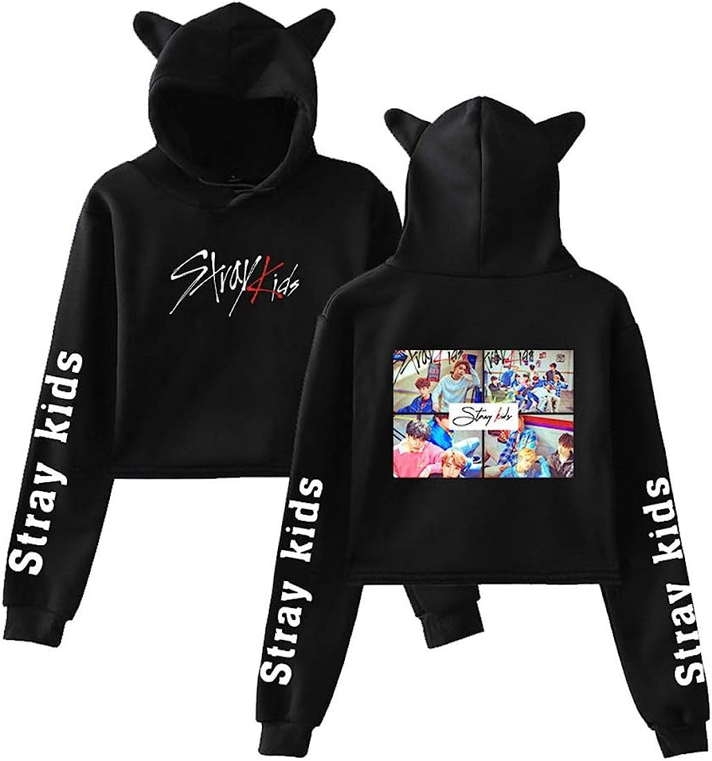 Stray Kids Collage Crop Top Hoodie - Preppy Kids (Grand Bazaar)