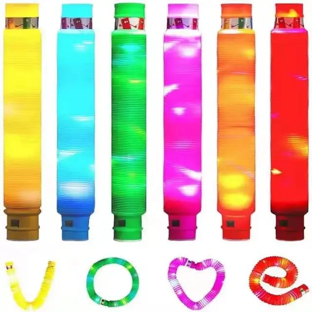 Pop tube glow in the dark stress reliever fidget toys (6pc per pack