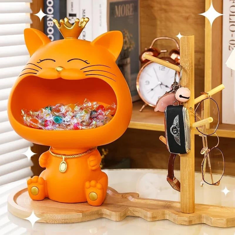 Big Mouth Cat Storage Ornament Key Candy Sundries