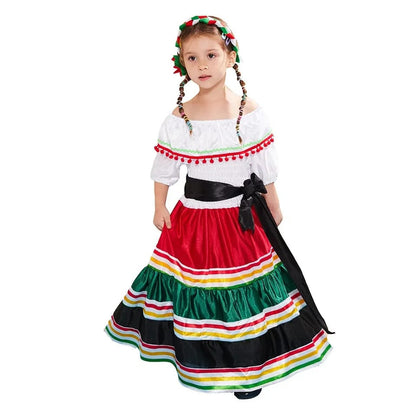 Mexican Festival Dress Spanish Traditional Folk Dance outfit Preppy Kids Trinidad Mexican Festival Dress Spanish Traditional Folk Dance outfit Preppy Kids Trinidad