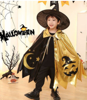 Wizard Kids Costume Cape and Hat Vampire  Gold Cloak (Ages 3 to 6)