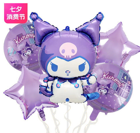 Kuromi Sanrio Purple 5PC Anime Foil Balloon