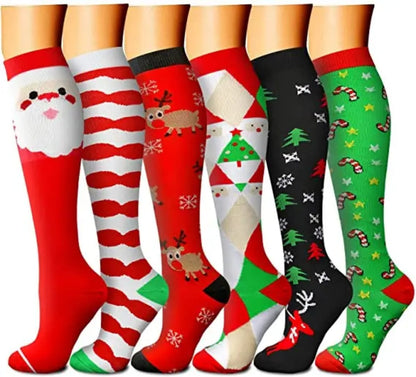 Christmas-themed patterns compression Women socks