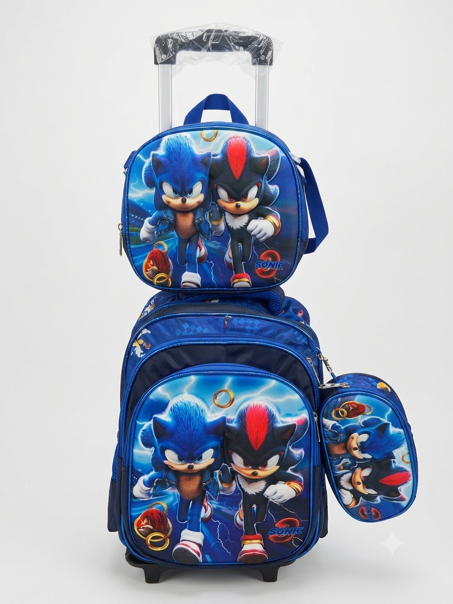 Sonic and Shadow 3pc trolley bag set