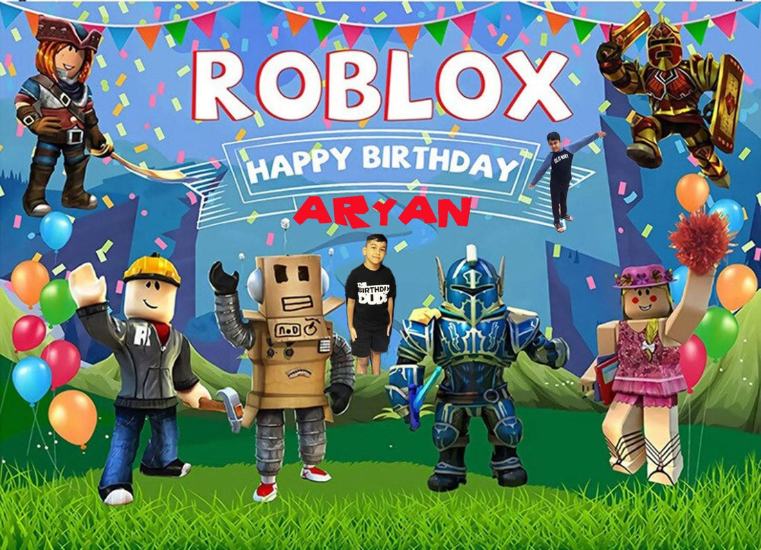 Roblox customized happy birthday party  Photo Banner(5x3 ft)