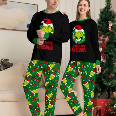 Kids Grinch Black and Green Merry Christmas Pyjamas