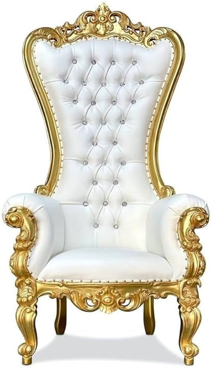 White Throne Chair with gold frame Rental