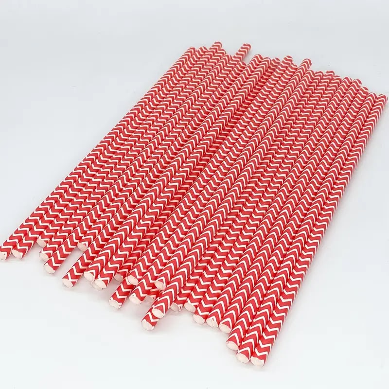 Red striped paper straws 25pcs