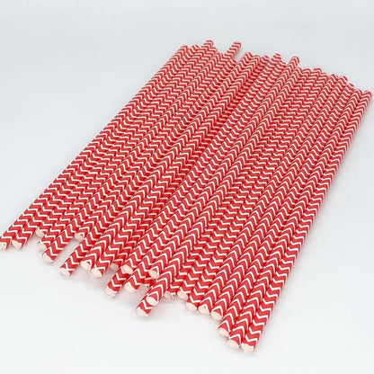 Red striped paper straws 25pcs
