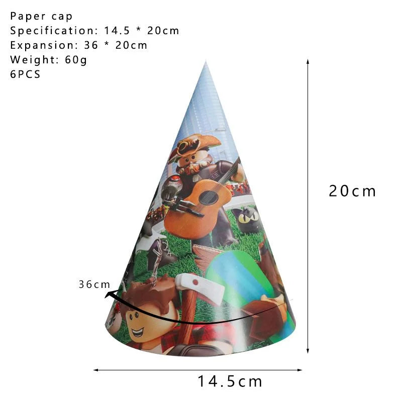 Roblox themed party hats 6pcs
