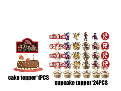 Roblox cake and cupcake toppers