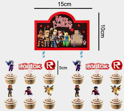 Roblox cake and cupcake toppers