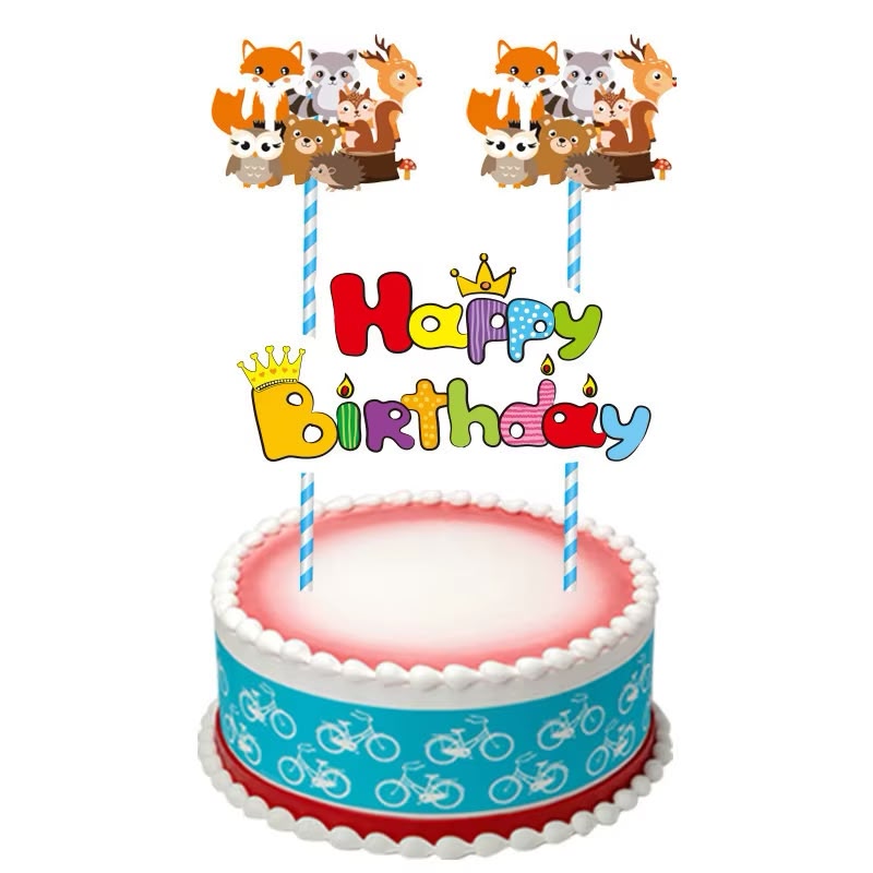 Woodland happy birthday cake topper