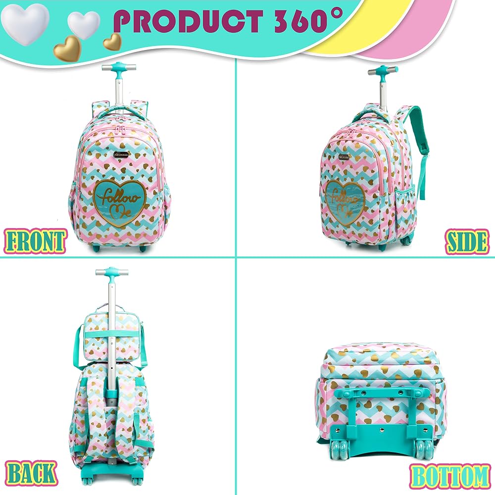 Jasminestar heart pattern follow me 3pc trolley set