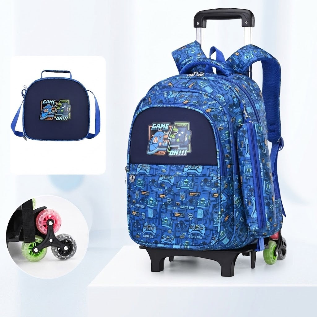 Blue game on 3 roller 3pc trolley bag set