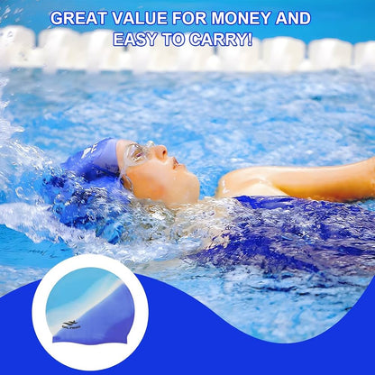 Unisex Adults Blue and white swimming cap