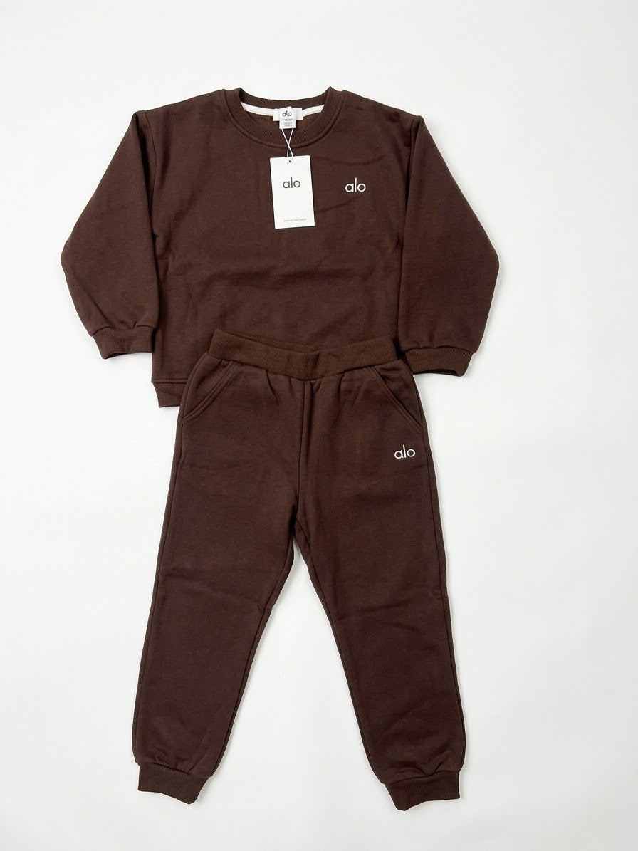 Alo brown fleece 2pc tracksuit