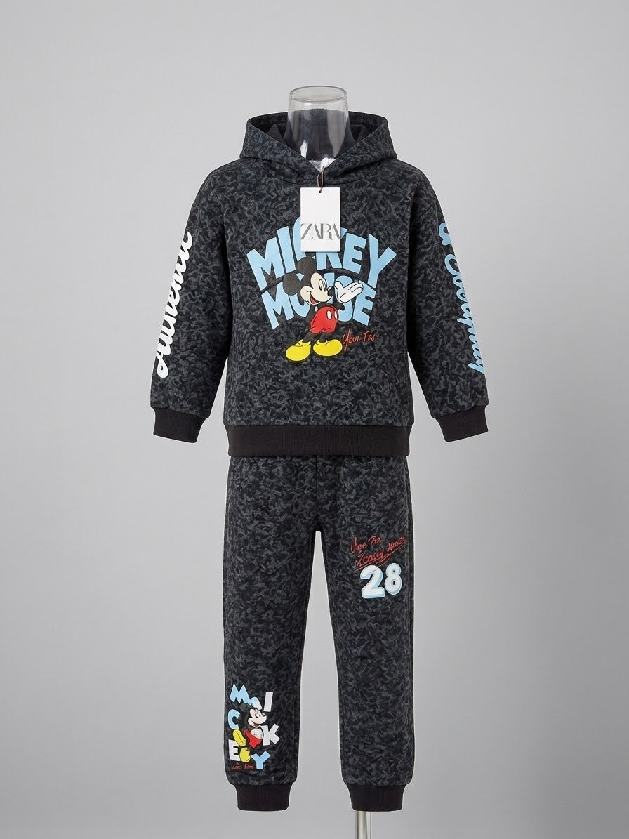 Zara Mickey Mouse dark grey 28 fleece 2pc tracksuit