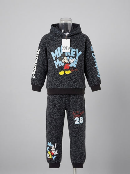Zara Mickey Mouse dark grey 28 fleece 2pc tracksuit