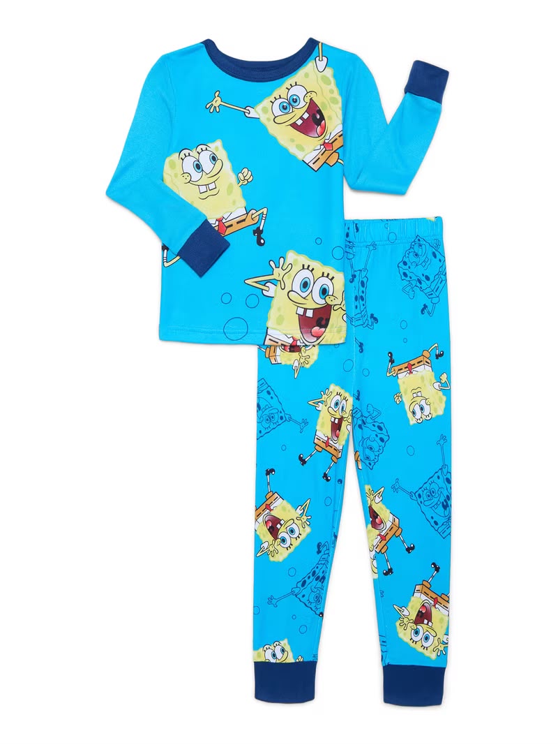 SpongeBob Kids blue and yellow soft long sleeve 2pc pajamas set