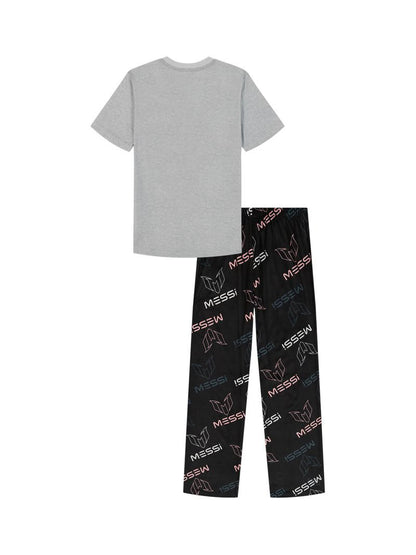 Messi 10 Grey and Black soft long sleeve Kids pajamas 2pc set