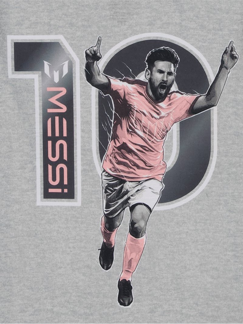 Messi 10 Grey and Black soft long sleeve Kids pajamas 2pc set
