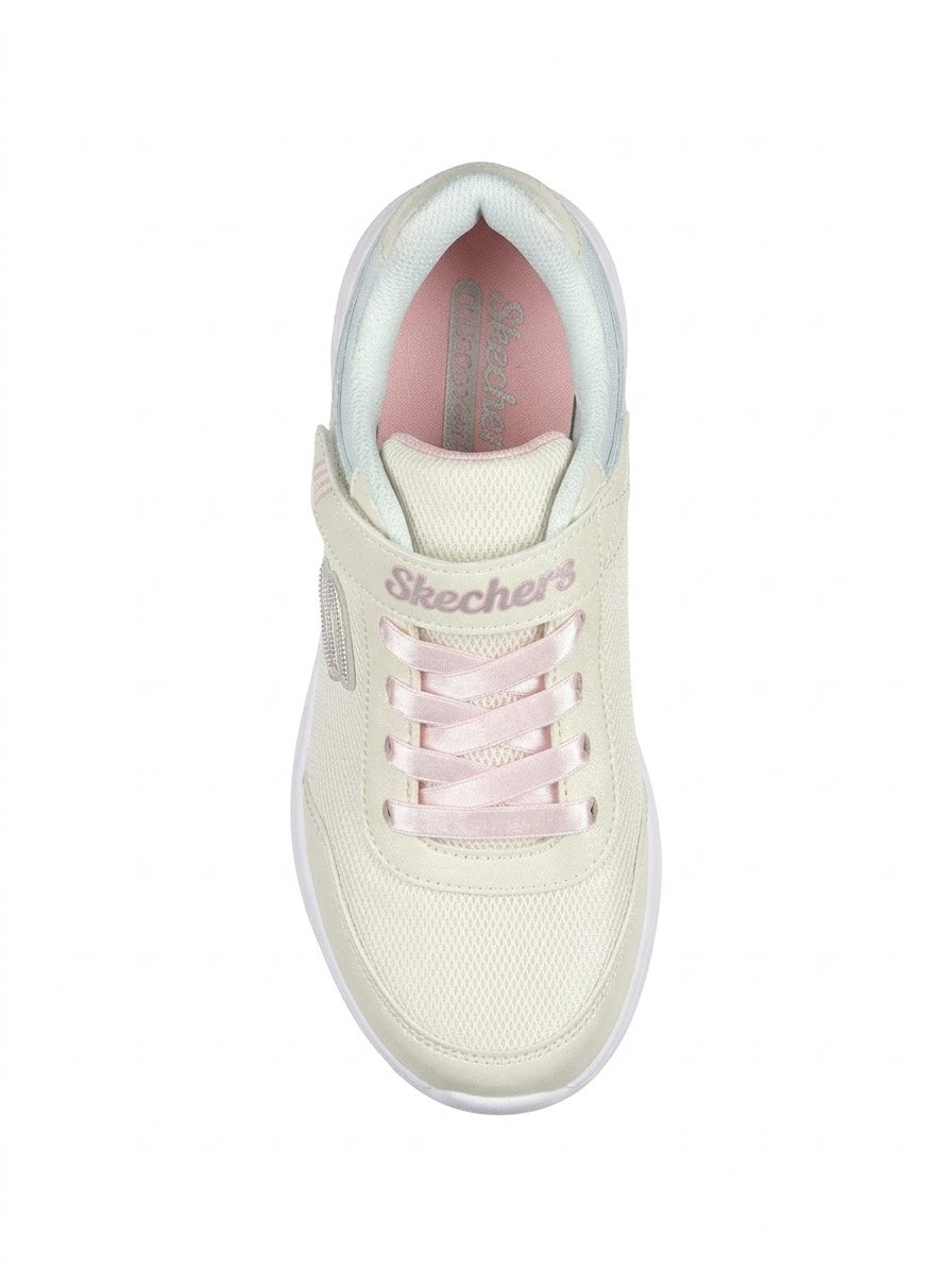 Skechers Girls cream sparkly pastel wave pattern sneakers (air-cooled memory foam padding)