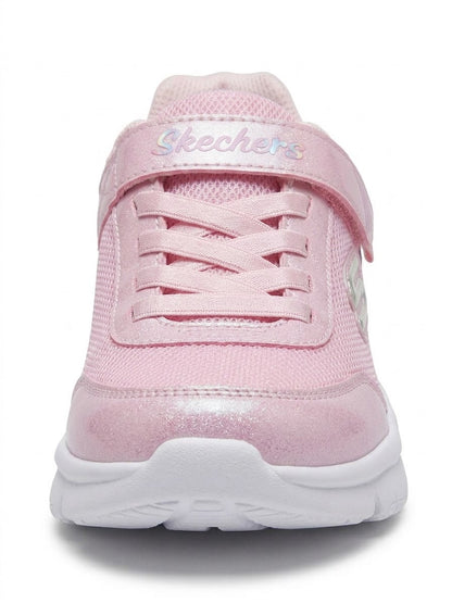 Skechers Girls pink sparkly sneakers with wave pattern (air-cooled memory foam padding)