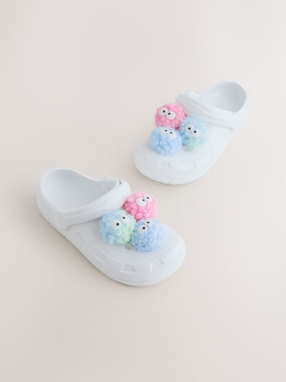 Next white monster pom pom crocs