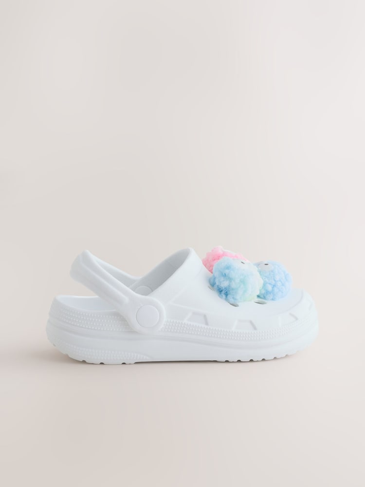 Next white monster pom pom crocs