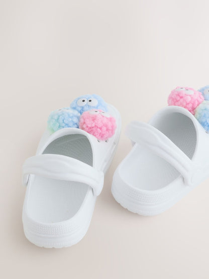 Next white monster pom pom crocs