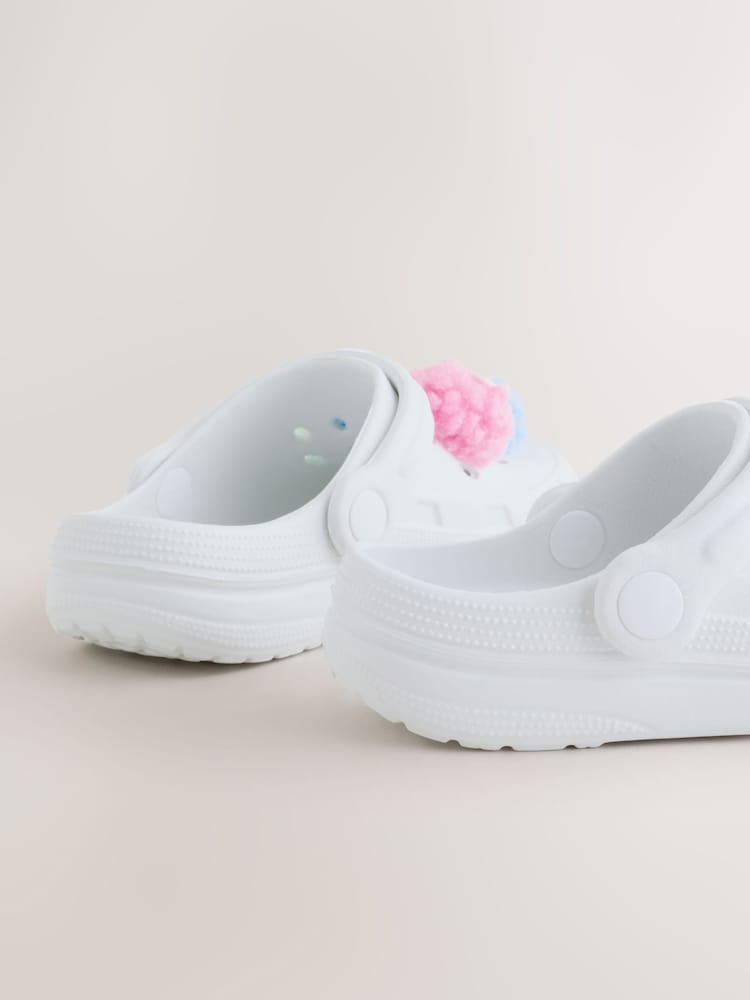 Next white monster pom pom crocs