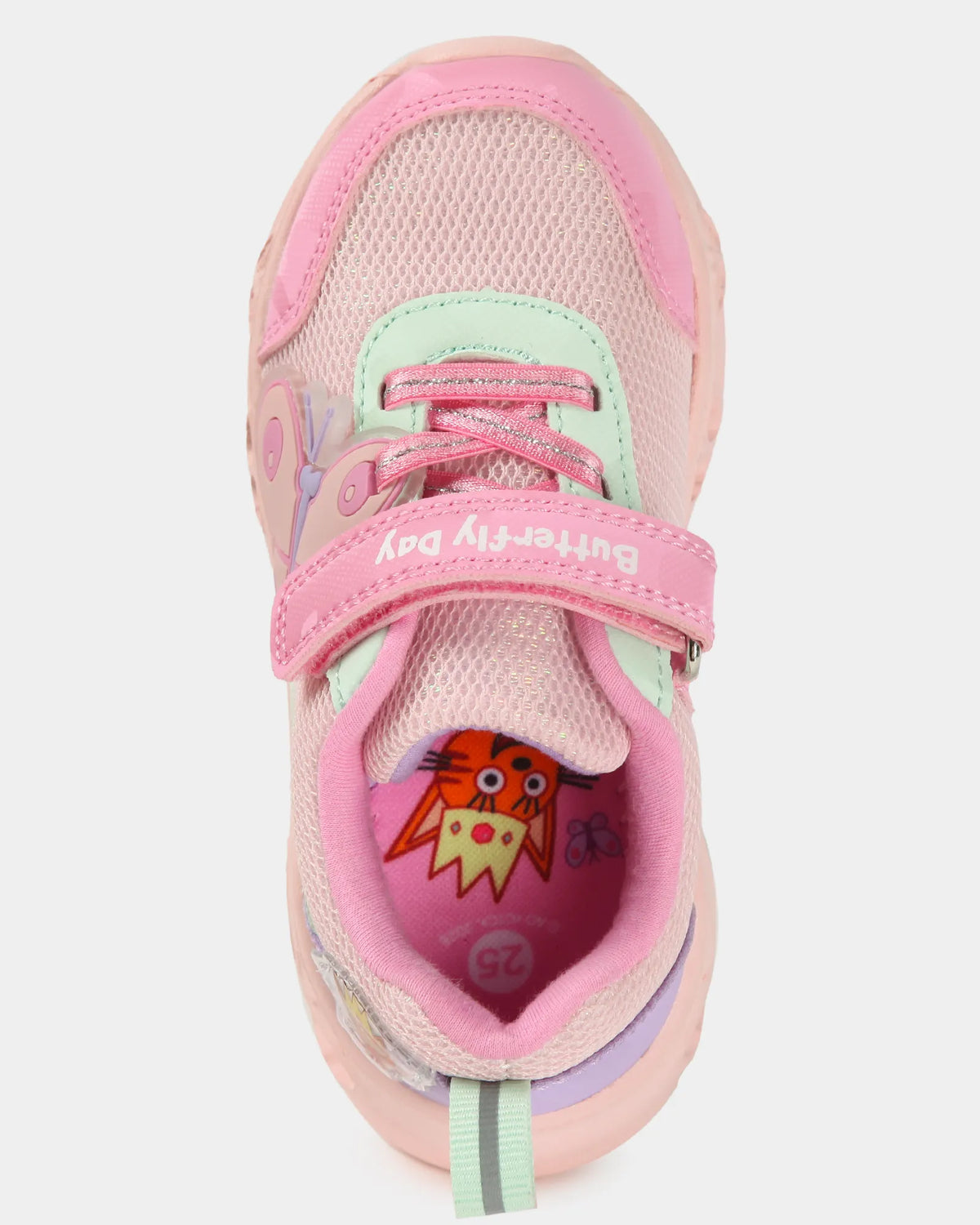 ‘Three cats’ butterfly day light up girls sneakers