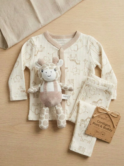 Dream gro Giraffe Cardigan, Pant &amp; Buddy 3pc set