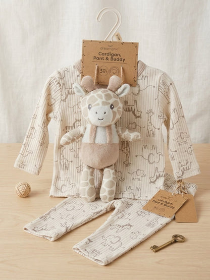 Dream gro Giraffe Cardigan, Pant &amp; Buddy 3pc set